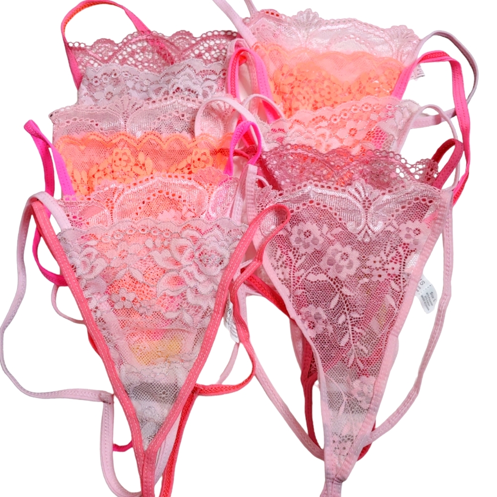 CHUNS New Pink Orange Lace Thong Bundle Size Large 11 For $23 New Without Tags